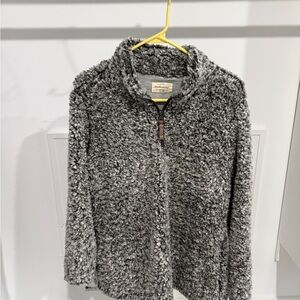 Cozy Gray Sherpa  Quarter Zip-Up Jacket